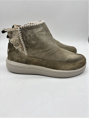 Hey Dude Mel Suede Boots Womens 9 Sand Ankle Boot Fleece Lined Comfort EU40